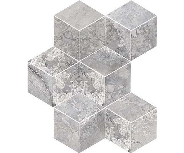 Dlažba jako mramor Bottega Angel Heart Hexagon Charcoal 30x40 Luc. Rett. - šedá
