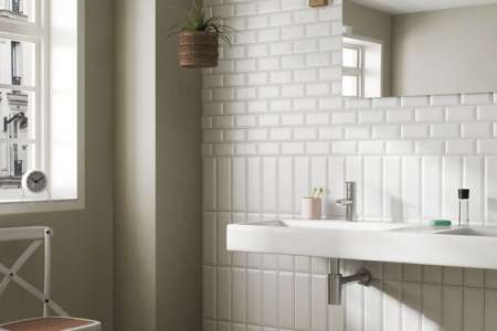 Originální skladba obkladu Equipe Metro White Matt 7,5x30 a 7,5x15cm
