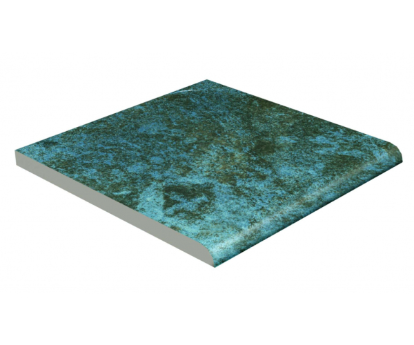 Sokl jako kámen Gres Aragón Ocean Green River Canto Romo Bullnose 14,7x14,8 Matt. - tyrkysová