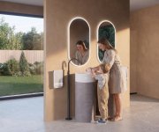 Sapho Oasis Keramické Umyvadlo Volně Stojící ø 40x89cm, Bílá/beton Pearl Grey