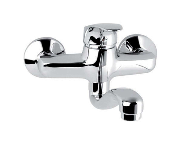 Mereo Dřezová Nástěnná Baterie, Sonáta, 150 Mm, S Ramínkem Plochým Vyhnutým 200 Mm, Chrom
