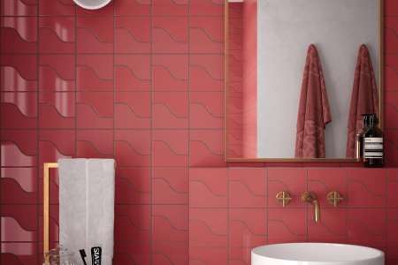 Malinově červený obklad nejen do koupelny Equipe Curve Ruby Shade