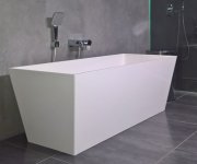 Gelco Kvadrie Volně Stojící Vana 1590x650x550mm, Litý Mramor, Bílá Lesk