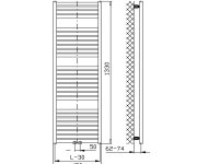 Aqualine Tondi Otopné Těleso Rovné 450x1330 Mm, Středové Připojení, černá Mat