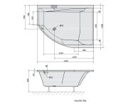 Polysan Tandem R Asymetrická Vana 170x130x50cm, Bílá