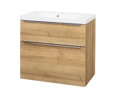 Mereo Mailo, Koupelnová Skříňka S Umyvadlem Z Litého Mramoru 81 Cm, Dub Riviera, Elox