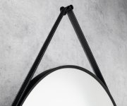 Aqualine Stago Kulaté Zrcadlo ø 60cm, Kožený Pásek, černá Mat