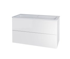 Mereo Siena, Koupelnová Skříňka S Umyvadlem Z Litého Mramoru 101 Cm, Bílá Lesk