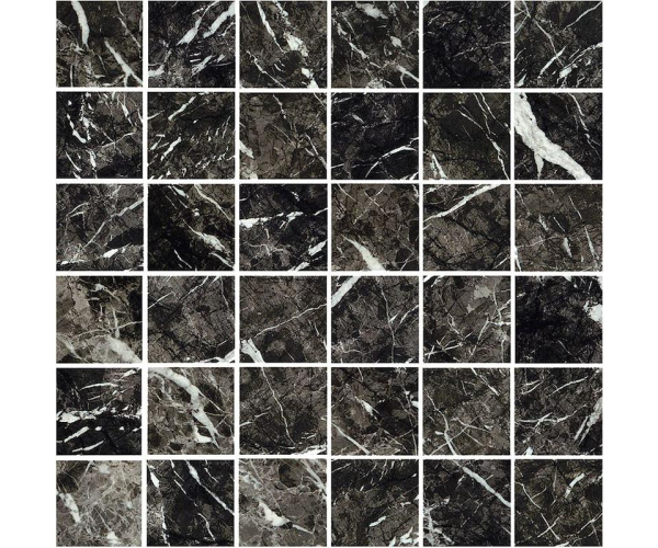 Dlažba jako kámen Fioranese Prestige Mosaico Carnico Effect 30x30 Matt. Rett. - antracitová