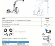 Dřezová Stěnová Baterie S Horním Litým Ramínkem, Rozteč 100 Mm - Chrom - Perla PR3115-U100