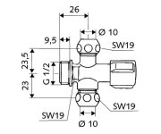 Rohový Regulační Vetil Comfort 3/8",  2 Výstupy SCH-049910699