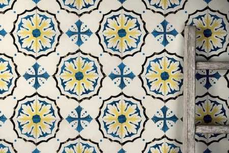 Detail květinového retro obkladu Marca Corona Storie D´Italia S1 Matt 22,5x22,5
