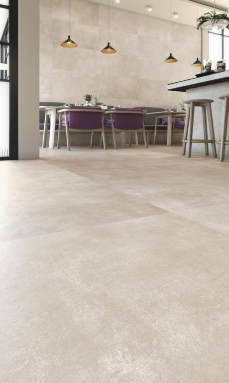 Realizace Béžová dlažba a obklad v imitaci kamene APE WORK 60x120 a 120x120
