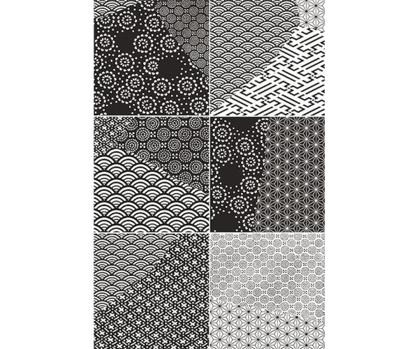 Vzorovaná dlažba Fioranese Kintsugi B&W MIX JAPAN 20,13x20,13 Luc. Rett.