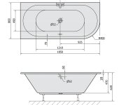 Polysan Viva L Slim Asymetrická Vana 185x80x47cm, Bílá
