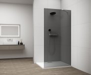 Polysan Esca White Matt Jednodílná Sprchová Zástěna K Instalaci Ke Stěně, Kouřové Sklo, 800 Mm