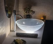 Sapho Puketa Skleněné Gravírované Umyvadlo Na Desku ø 42cm, čirá