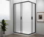 Polysan Easy Black Obdélníková Sprchová Zástěna 900x800mm, čiré Sklo