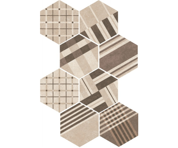 Vzorovaná dlažba Equipe Hexatile Cement Geo Sand 17,5x20
