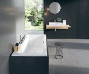 Vanová baterie na okraj vany Chrome, 4-otvorová - napouštění vodopád - CR 025.00CR Vanová stojánková 4-otvorová baterie se sprchovým setem, vodopád, chrom X070073