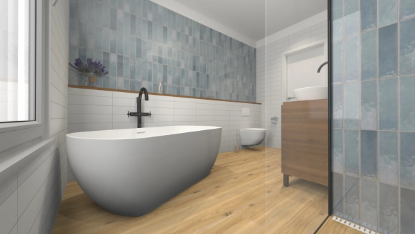 Dlažba design dřeva v koupelně