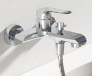 Vanová nástěnná baterie Flat, se sprchovým setem - FL 022.00CR.+S Vanová nástěnná baterie se sprchovým setem, chrom X07S113