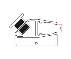 Gelco Set Magnetických Těsnění 45°pro Sklo 8mm A Profil , 2000mm (2ks)