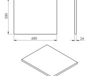 Sapho Plato Deska Rockstone 600x24x500mm, Bílá Mat