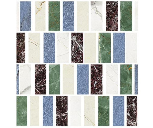 Mozaika jako kámen Fioranese Marmorea Intensa Emerald Dream MOSAICO MIX 30x30 (2,9x7,5) Luc. Rett.