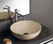 Polysan Banera Round Umyvadlo Na Desku, Litý Mramor, Průměr 39cm, Béžová Mat