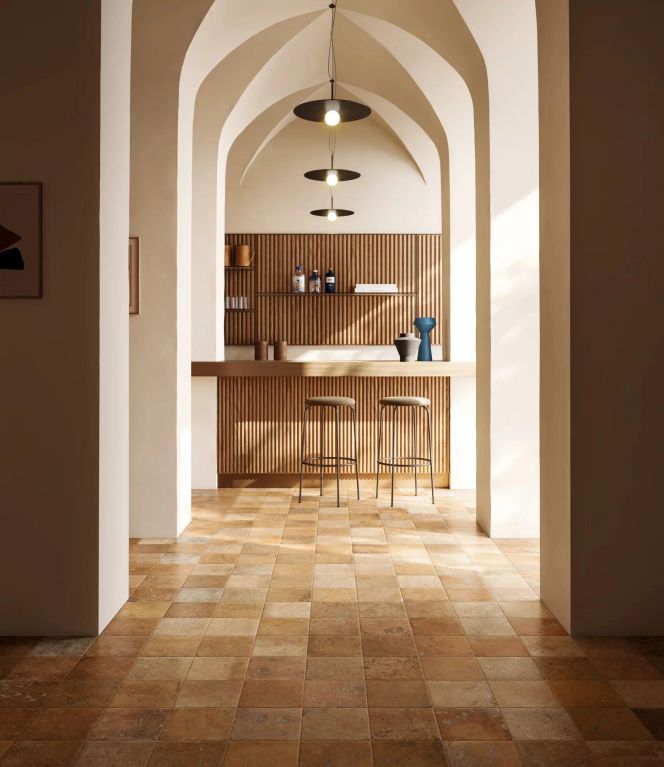 Realizace  Rustikální elegance: dlažba v teplých zemitých tónech CIR Cotto del Campiano Giallo Umbria