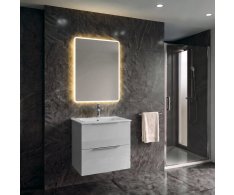 Sapho Set Koupelnová Skříňka Cirasa 50cm S úzkým Umyvadlem A Led Zrcadlem, 2x Zásuv