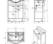 Aqualine Keramia Fresh Umyvadlová Skříňka, 1 Zásuvka, 60,6x74x34cm, Dub Platin