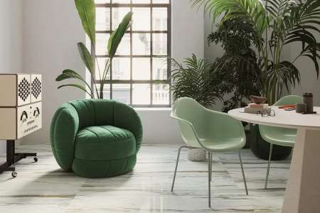 Romantická jídelna z dlažby ze série Sant Agostino Star Marble Emerald