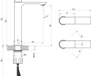 Umyvadlová stojánková baterie Plan PN 015.00 - PN 015.20GB Umyvadlová stojánková baterie 300 mm bez výpusti, grafit kartáčovaný X070653