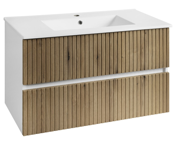 Aqualine Paneda Strip Umyvadlová Skříňka 89,5x55x45,2cm, Dub Emporio