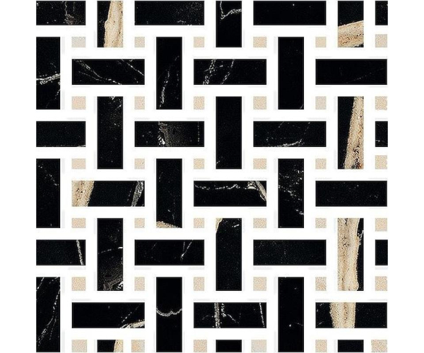 Mozaika jako kámen Fioranese Sound of Marbles Mosaico WEAVE Nero Fondo 30x30 Luc. Rett.