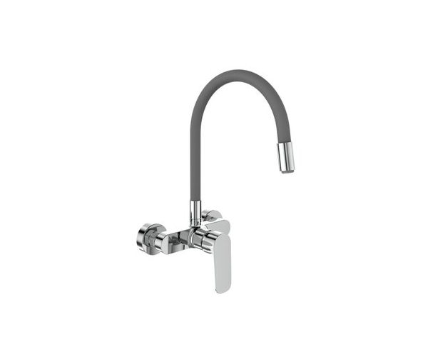 Dakota, Dřezová Stěnová Baterie S Flexi šedým Ramínkem, Rozteč 150mm