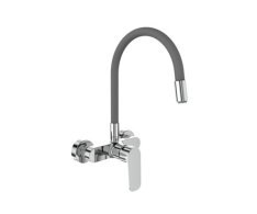 Dakota, Dřezová Stěnová Baterie S Flexi šedým Ramínkem, Rozteč 150mm
