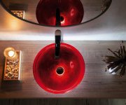 Sapho Murano Rosso Impero Skleněné Umyvadlo Na Desku, Průměr 40cm, červená