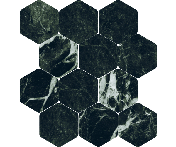 Mozaika jako mramor Ascot Kobe Mosaico Esagona T12 Verde Aver 30x34,7 Nat. Rett. - zelená