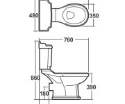 Aqualine Antik Wc Kombi Mísa, 35x72cm, Zadní Odpad, Bílá