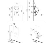 Gsi Community Urinál Se Zakrytým Přívodem Vody S Otvory Pro Víko, Rimless, 31x65cm, Bílá Extraglaze