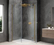 Polysan Globe Gold Matt čtvrtkruhový Sprchový Kout 800x1000mm, čiré Sklo, Pravé