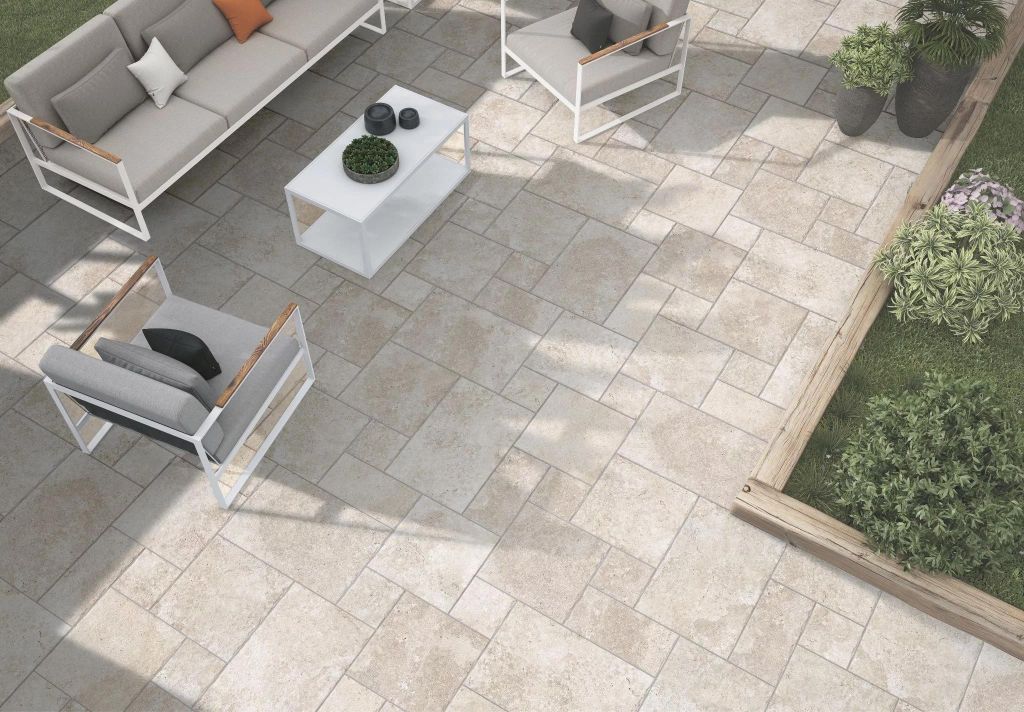 Realizace Skladba formátů protiskluzné dlažby Codicer Trevi Ivory 3RD Modular