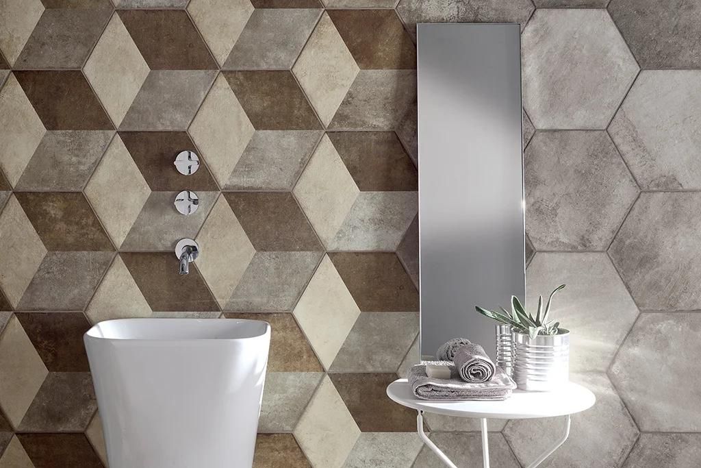 Realizace Šestihranná dlaždice Heritage Exagona Grey a Esagona Deco Texture 2 (Fioranese)