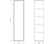 Aqualine Zanya Vysoká Skříňka 35x140x30cm, Bílá Mat/dub Emporio