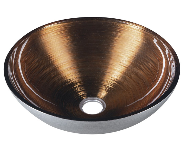 Sapho Murano Wenge Skleněné Umyvadlo Na Desku, Průměr 40cm, Měď/stříbrná