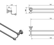 Sapho Diamond Dvojitý Držák Ručníků 600mm, Bronz