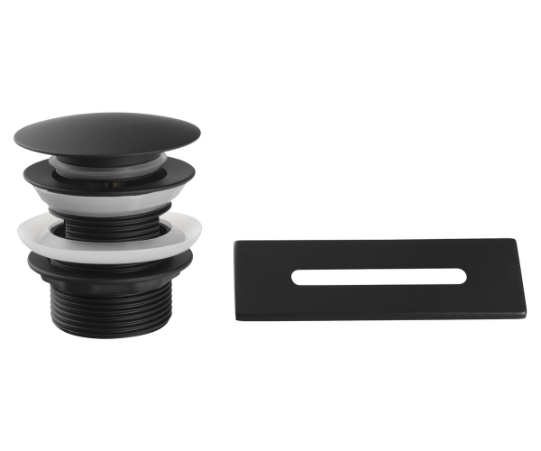 Aqualine Set Krytka Přepadu, Vanová Výpust 6/4", Click-clack, černá Mat